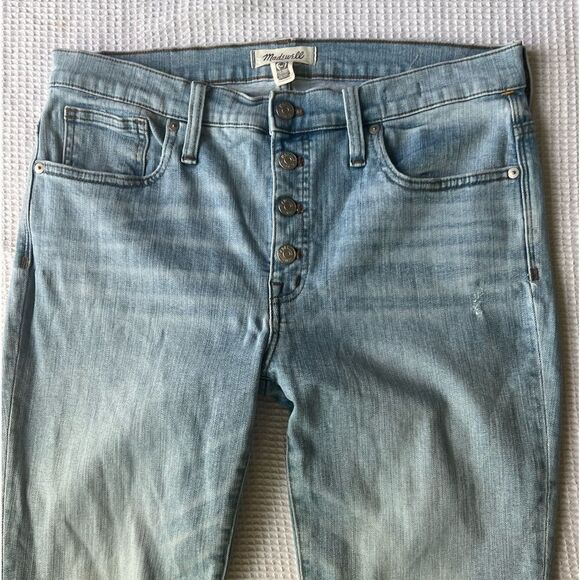 Madewell High Rise High Waist  Light Rinse Button Front  Skinny Jeans sz 31 - Picture 8 of 13